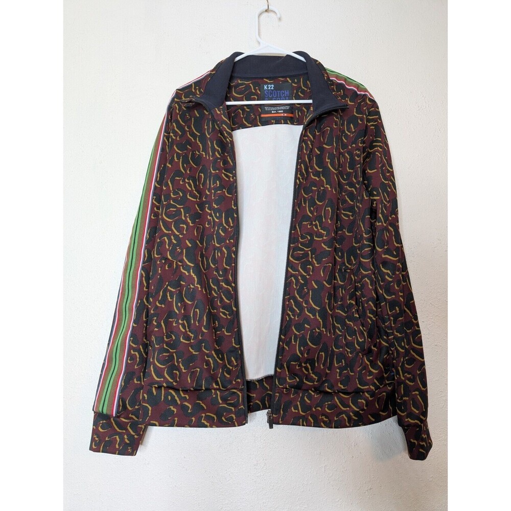 Scotch and‎ Soda Men Jacquard Bomber Jacket Multi Colorblock Large Animal K22